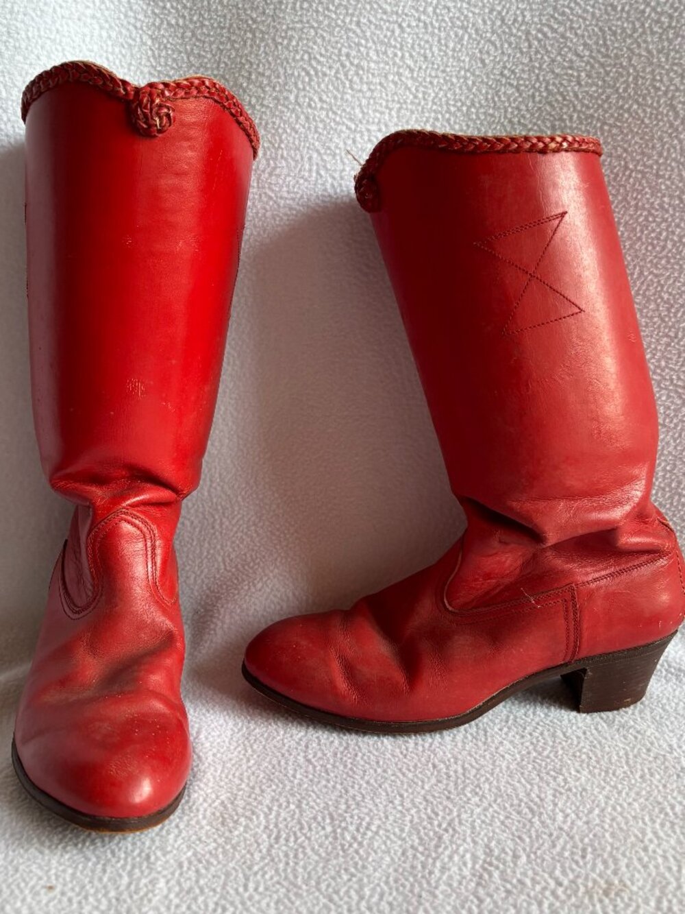 Women's Hungarian Red Leather Hardtop Folk Dance Boots 37